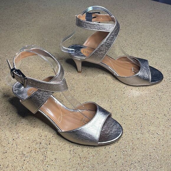 J. Reneé Soncino Metallic Kitten Heel Ankle Wrap Sandals 8.5W - Picture 1 of 13